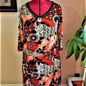 Emotions Floral and Abstract Print Dress/Size XL